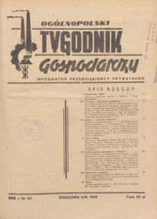 Ogólnopolski Tygodnik Gospodarczy : informator przedsiębiorcy prywatnego, 1949.09.25 nr 27