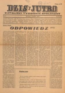 Dziś i Jutro : katolicki tygodnik społeczny, 1949.04.17-24 nr 15-16