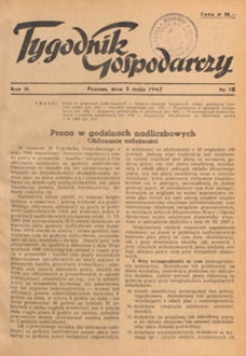 Tygodnik Gospodarczy : wydawnictwo Izby Przemysłowo-Handlowej w Poznaniu : organ publikacyjny Wojewódzkiego Wydziału Aprowizacji i Handlu, Wojewódzkiego Wydziału Przemysłowego, Izby Przemysłowo-Handlowej i Izby Rzemieślniczej w Poznaniu, 1947.05.31 nr 22