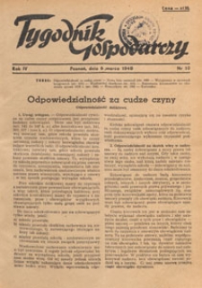 Tygodnik Gospodarczy : wydawnictwo Izby Przemysłowo-Handlowej w Poznaniu : organ publikacyjny Wojewódzkiego Wydziału Aprowizacji i Handlu, Wojewódzkiego Wydziału Przemysłowego, Izby Przemysłowo-Handlowej i Izby Rzemieślniczej w Poznaniu, 1948.03.27 nr 13