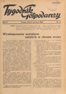 Tygodnik Gospodarczy : wydawnictwo Izby Przemysłowo-Handlowej w Poznaniu : organ publikacyjny Wojew&oacute;dzkiego Wydziału Aprowizacji i Handlu, Wojew&oacute;dzkiego Wydziału Przemysłowego, Izby Przemysłowo-Handlowej i Izby Rzemieślniczej w Poznaniu, 1948.06.19 nr 25