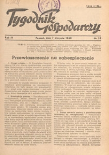 Tygodnik Gospodarczy : wydawnictwo Izby Przemysłowo-Handlowej w Poznaniu : organ publikacyjny Wojew&oacute;dzkiego Wydziału Aprowizacji i Handlu, Wojew&oacute;dzkiego Wydziału Przemysłowego, Izby Przemysłowo-Handlowej i Izby Rzemieślniczej w Poznaniu, 1948.08.28 nr 35