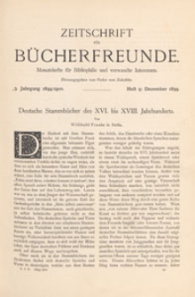 Zeitschrift f&uuml;r B&uuml;cherfreunde : Monatshefte f&uuml;r Bibliophilie und verwandte Interessen, 1899/1900 Bd. 2 H. 9