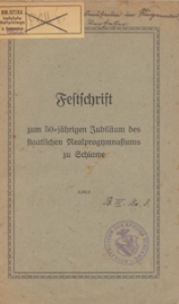 Die Gründung der Stadt Schlawe : Festgabe zum 50-jährigen Jubiläum des staatlichen Realprogymnasiums 1922
