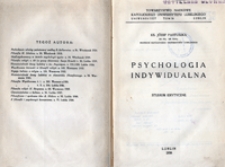 Psychologia indywidualna : studium krytyczne