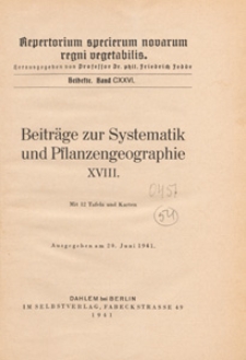 Repertorium Specierum Novarum Regni Vegetabilis : Beihefte, 1941 Bd 126