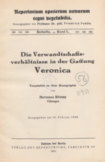 Repertorium Specierum Novarum Regni Vegetabilis : Beihefte, 1931 Bd 50
