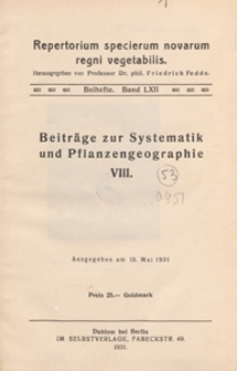 Repertorium Specierum Novarum Regni Vegetabilis : Beihefte, 1931 Bd 62