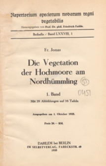 Repertorium Specierum Novarum Regni Vegetabilis : Beihefte, 1934 Bd 78 1. Band