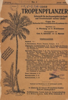 Der Tropenpflanzer : Zeitschrift für das gesamgebiet der Land und Forstwirtschaft warmer Länder : Organ des Kolonial-wirtschaftlichen Komitees, 1936.01 nr 1