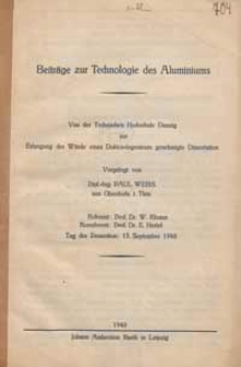 Beiträge zur Technologie des Aluminiums