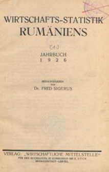 Wirtschafts-Statistik Rumäniens : Jahrbuch, 1926