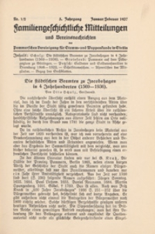 Familiengeschichtliche Mitteilungen und Vereinsnachrichten der Pommerschen Vereinigung für Stamm- und Wappenkunde in Stettin