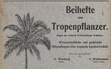 Beihefte zum Tropenpflanzer : Wissenschaftliche und praktische Abhandlungen über tropische Landwirtschaft : Organ des Kolonial-Wirtschaftlichen Komitees, 1919, Inhaltsverzeichnis