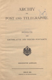 Archiv f&uuml;r Post und Telegraphie: Baihefte zum Amtsblatte des Reichs - Postamts, 1902.10 nr 19