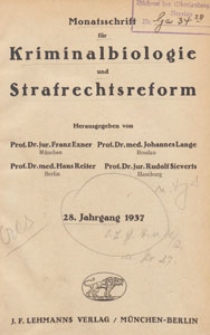 Monatsschrift f&uuml;r Kriminalbiologie und Strafrechtsreform, 1937 H. 10