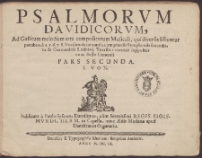 Psalmorvm Davidicorvm, Ad Gallicam melodiam arte compositorum Musicali, qui diversis sistuntur partibus, à 4. 5. 6. 7. 8. Vocibus decantandi, cum præviis Symphoniis sonandis, ut & Germanicis Latinisq; Textibus metricè suppositis cum Basso Generali...Pars Secunda von Paulo Syferto