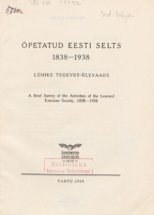 Ōpetatud eesti selts 1838-1938