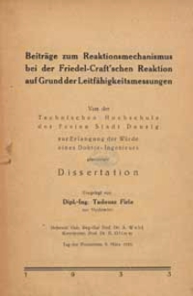 Beiträge zum Reaktionsmechanismus bei der Friedl-Craft'schen Reaktion auf Grund der Leitfähigkeitsmessungen