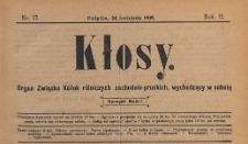 Kłosy : organ Związku K&oacute;łek Rolniczych Zachodnio-Pruskich, 1909.04.24 nr 17