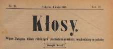 Kłosy : organ Związku K&oacute;łek Rolniczych Zachodnio-Pruskich, 1909.05.08 nr 19