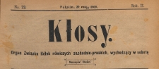 Kłosy : organ Związku Kółek Rolniczych Zachodnio-Pruskich, 1909.05.29 nr 22