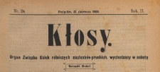 Kłosy : organ Związku K&oacute;łek Rolniczych Zachodnio-Pruskich, 1909.06.12 nr 24