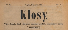 Kłosy : organ Związku Kółek Rolniczych Zachodnio-Pruskich, 1909.06.12 nr 24