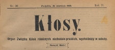 Kłosy : organ Związku Kółek Rolniczych Zachodnio-Pruskich, 1909.06.26 nr 26