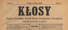 Kłosy : organ Związku K&oacute;łek Rolniczych Zachodnio-Pruskich, 1909.07.17 nr 29