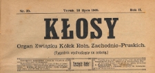 Kłosy : organ Związku Kółek Rolniczych Zachodnio-Pruskich, 1909.07.24 nr 30