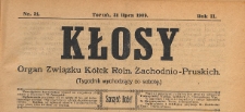 Kłosy : organ Związku Kółek Rolniczych Zachodnio-Pruskich, 1909.07.31 nr 31