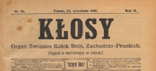 Kłosy : organ Związku K&oacute;łek Rolniczych Zachodnio-Pruskich, 1909.09.25 nr 39