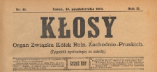 Kłosy : organ Związku Kółek Rolniczych Zachodnio-Pruskich, 1909.10.30 nr 44
