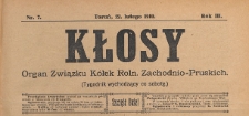 Kłosy : organ Związku K&oacute;łek Rolniczych Zachodnio-Pruskich, 1902.02.12 nr 7