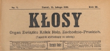 Kłosy : organ Związku Kółek Rolniczych Zachodnio-Pruskich, 1902.02.12 nr 7