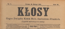 Kłosy : organ Związku K&oacute;łek Rolniczych Zachodnio-Pruskich, 1910.02.19 nr 8