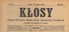 Kłosy : organ Związku K&oacute;łek Rolniczych Zachodnio-Pruskich, 1910.03.12 nr 11