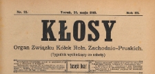 Kłosy : organ Związku Kółek Rolniczych Zachodnio-Pruskich, 1910.05.28 nr 22