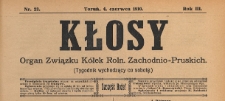 Kłosy : organ Związku Kółek Rolniczych Zachodnio-Pruskich, 1910.06.04 nr 23