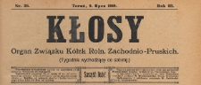 Kłosy : organ Związku K&oacute;łek Rolniczych Zachodnio-Pruskich, 1910.07.09 nr 28
