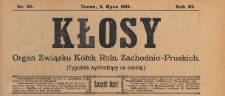 Kłosy : organ Związku Kółek Rolniczych Zachodnio-Pruskich, 1910.07.09 nr 28