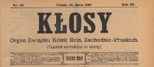 Kłosy : organ Związku K&oacute;łek Rolniczych Zachodnio-Pruskich, 1910.07.16 nr 29