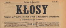 Kłosy : organ Związku Kółek Rolniczych Zachodnio-Pruskich, 1910.07.16 nr 29
