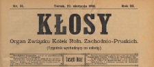 Kłosy : organ Związku K&oacute;łek Rolniczych Zachodnio-Pruskich, 1910.08.27 nr 35