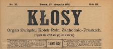 Kłosy : organ Związku Kółek Rolniczych Zachodnio-Pruskich, 1910.08.27 nr 35