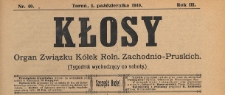 Kłosy : organ Związku K&oacute;łek Rolniczych Zachodnio-Pruskich, 1910.10.01 nr 40