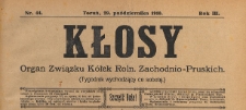 Kłosy : organ Związku K&oacute;łek Rolniczych Zachodnio-Pruskich, 1910.10.29 nr 44