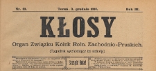 Kłosy : organ Związku K&oacute;łek Rolniczych Zachodnio-Pruskich, 1910.12.03 nr 49