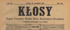 Kłosy : organ Związku K&oacute;łek Rolniczych Zachodnio-Pruskich, 1910.12.10 nr 50
